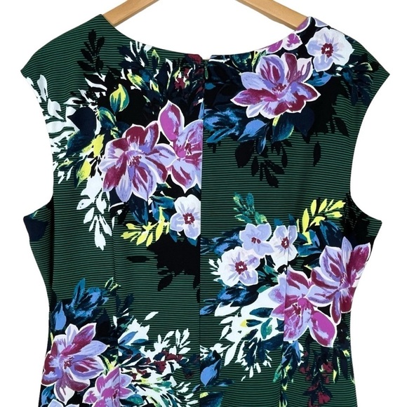 Vince Camuto Floral Stretch Sheath Green Dress Size 16 - Picture 5 of 12